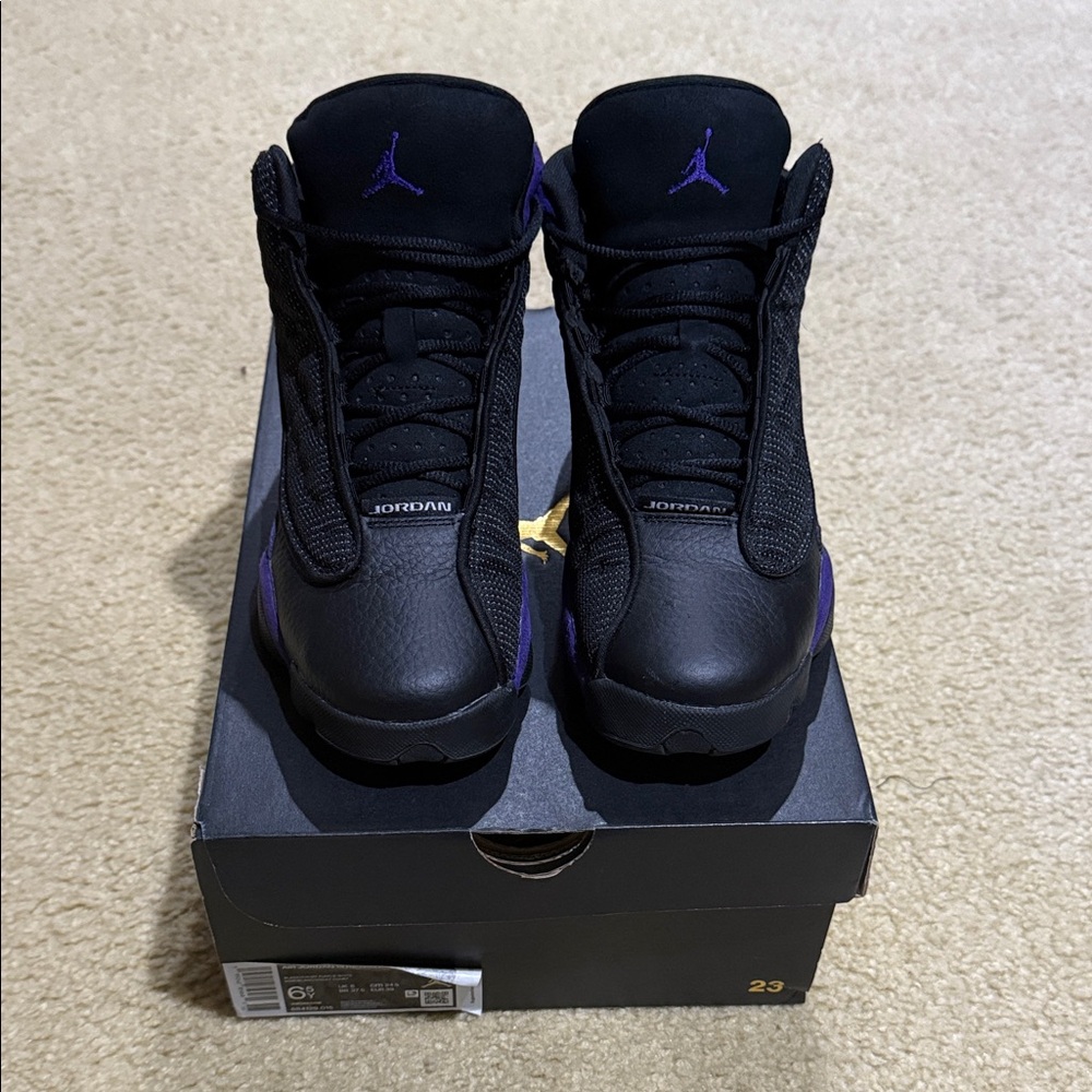 Jordan Black and Purple High-Tops. Size 6.5 Y